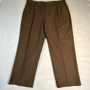 Luca‎ Rossi Italia Mens Brown Pinstripe Pleated Dress Pants Trousers 43R